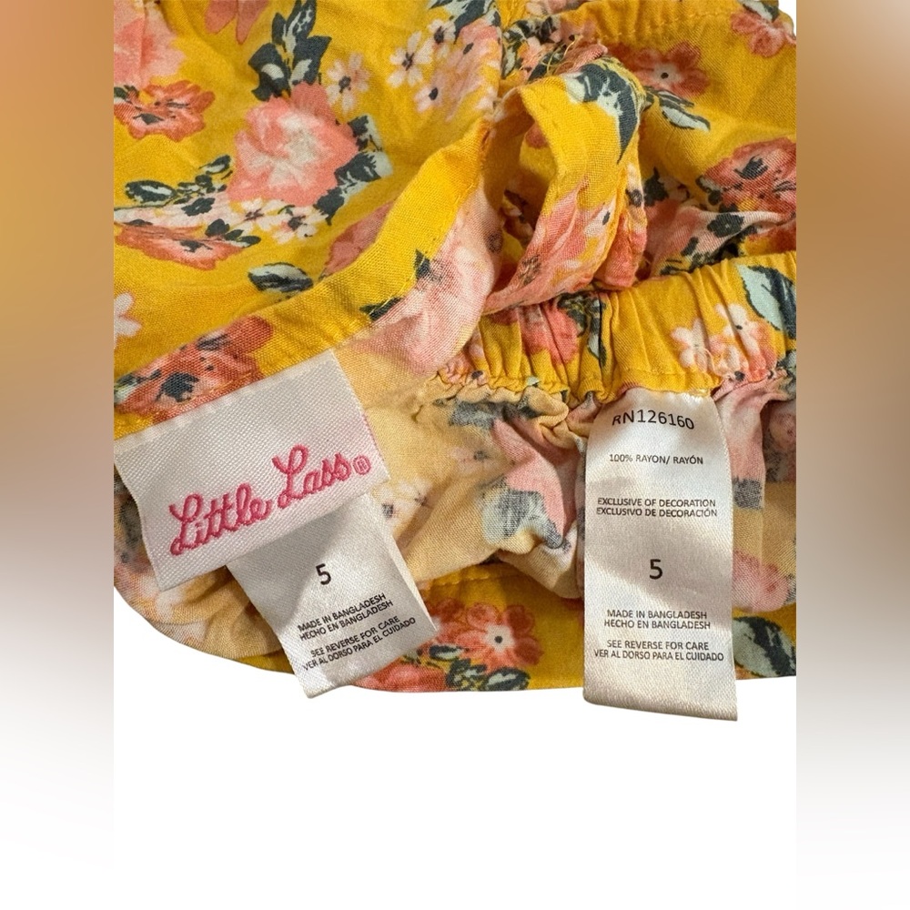 Little Lass Girls Floral 2 Piece Set Size 5 Yellow Pink - Picture 7 of 8